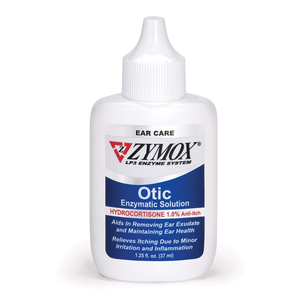Zymox Otic Enzymatic Solution för hundar och katter för att lugna öroninfektioner med 1% hydrokortison för Itch Relief, 1,25oz