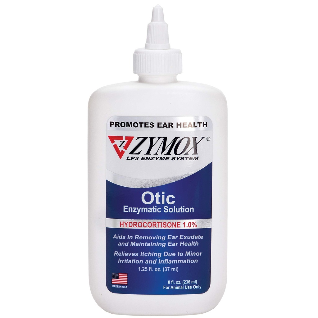 Zymox Otic Enzymatic Solution för hundar och katter för att lugna öroninfektioner med 1% hydrokortison för Itch Relief, 8oz