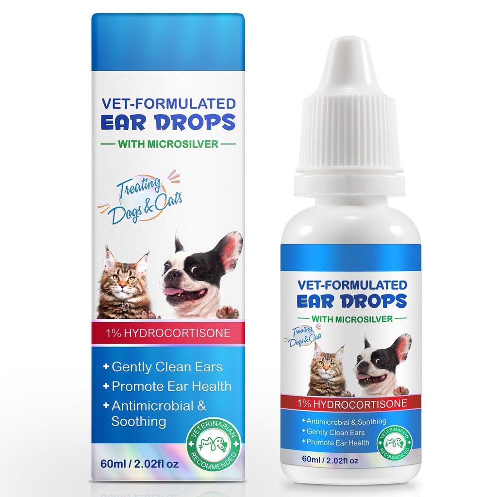 Ear Mite Behandling för hundar och katter - Fast-Acting Itch Relief & Cleaner, Vet-Recommended Formel med lugnande Aloe Vera, renare på Kontakt & Soothes Itching, Gentle Ear Cleaning Solution, 0,75 fl oz