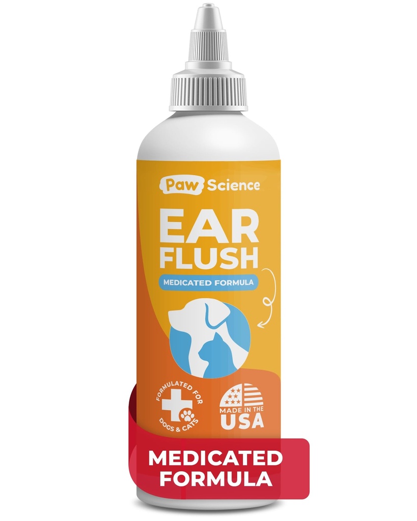 Paw Science Dog Ear Cleaner - Cat & Dog Ear Infection Treatment - Medicated Pet Ear Wash, Flush och Cleaning Solution for Dogs and Cats - Remedy för Itchy Yeast Relief