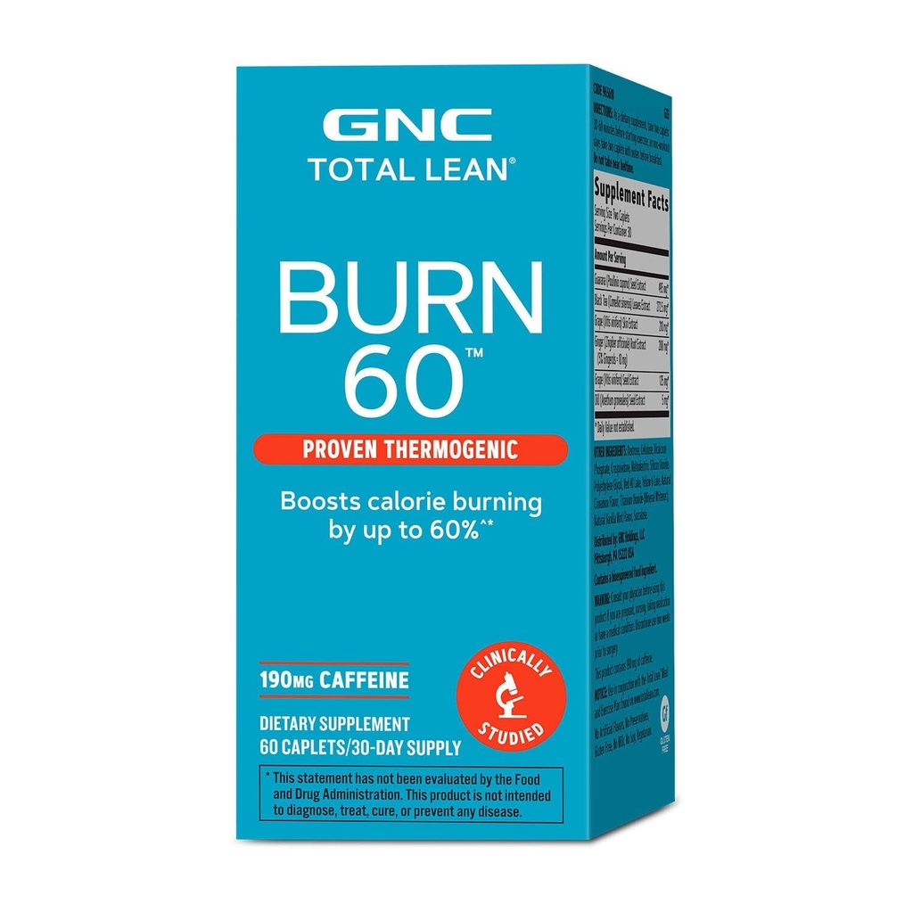GNC Total Lean Burn 60, kliniskt beprövad termogen formel, 30 portioner