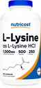 Nutricost L-Lysine 1000mg per portion, 250 portioner, 500 kapslar - Glutenfri, icke-GMO, 500mg per kapsel