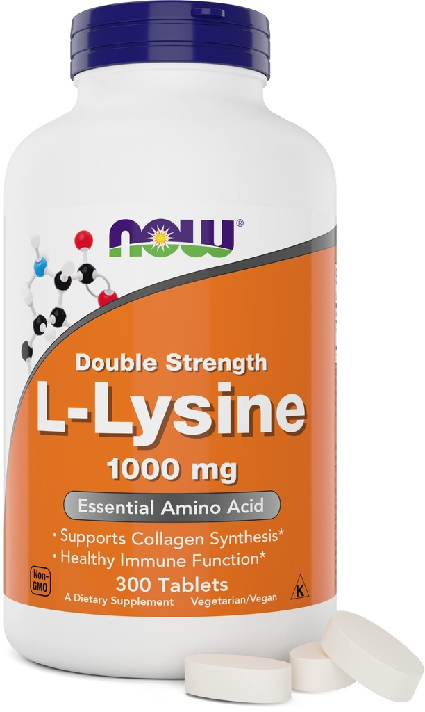 Nu Foods L-Lysine 1000mg - Dubbel styrka - 300 tabletter - Non-GMO Amino Supplement (Llysinhydroklorid) - 1000 mg Tabs - Vegan / Vegetarian