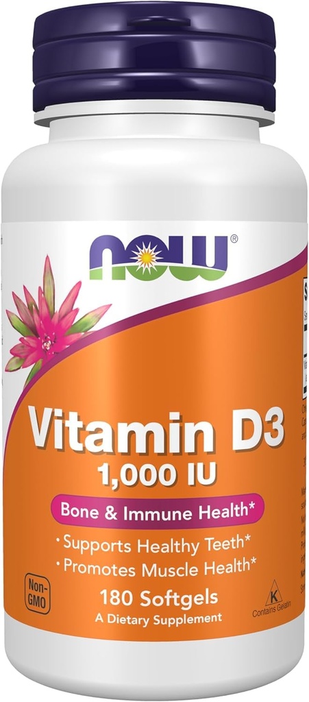 Nu livsmedel, vitamin D-3, hög styrka, 1000 IE, 180 Softgels