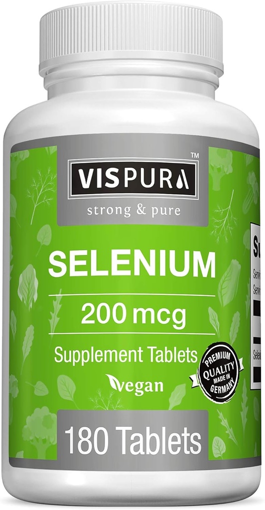Selen 200 mcg Tillägg, 180 Vegan tabletter för immunsystem, sköldkörtel, prostata och hjärthälsa *, organisk, naturlig och glutenfri spår mineral utan tillsatser