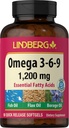 Lindberg Omega 3 6 9 Supplements | 1200mg | 90 Softgels | Essential Fatty Acids | med Fish, Flax och Borage Oil | Non-GMO, Gluten Free