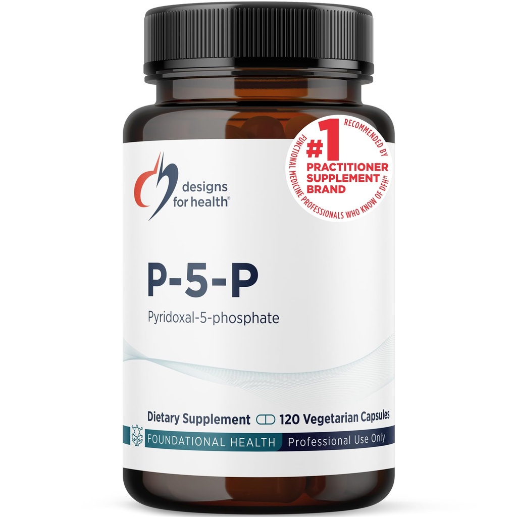 Design för hälsa P-5-P - 50mg Vitamin B6 (P5P Pyridoxal-5-fosfat) Supplement - Icke-GMO, Vegan B-6 (120 kapslar)