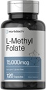 Horbäach L Methylfolate 15000 mcg | 120 kapslar | 15mg Methyl Folate | 5-MTHF | Non-GMO, Gluten Free Supplement