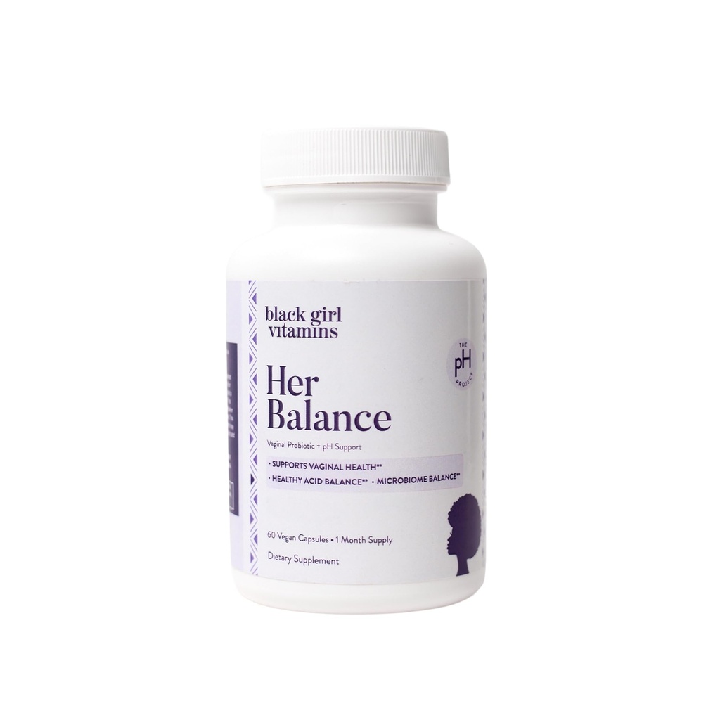 Black Girl Vitamins - Hennes Balance Vaginal Probiotics - Daily Microbiome Support för kvinnor - 10 miljarder CFU Lactobacillus Crispatus & Gasseri + Herbal Blend - Vegan, Gluten-Free, Halal (30-dagars leverans)