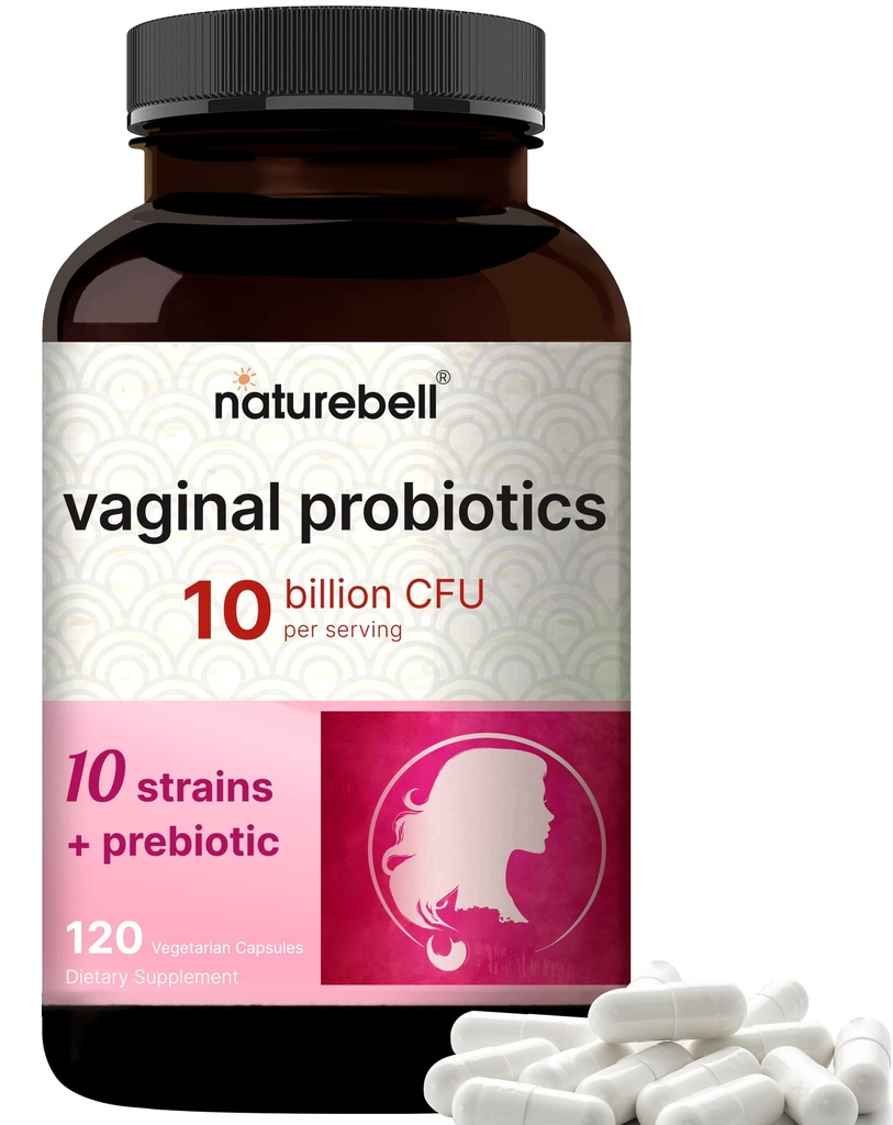 NatureBell Vaginal Probiotics for Women, 10 Billion CFU, 120 Veggie Capsules | PH Balance Probiotics and Prebiotics Blend - Lactobacillus Vaginal Supplement - Stöder Odor, Flora & Yeast