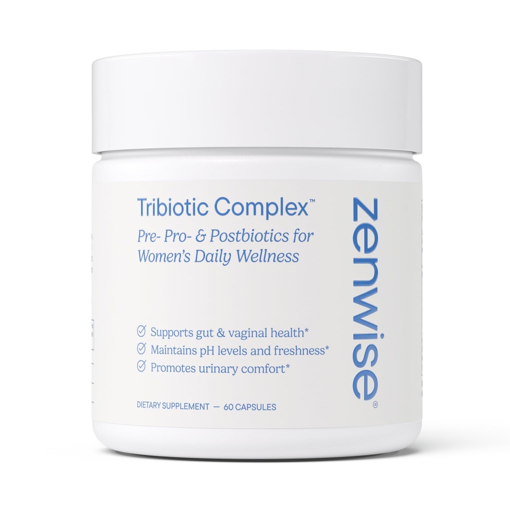 Zenwise Health Womens Triobiotic Complex Supplement för Digestive, Gut Flora & Vaginal Health - Daglig probiotika för kvinnor med Digestive Supports Bloating & Gas Relief - 60 Count