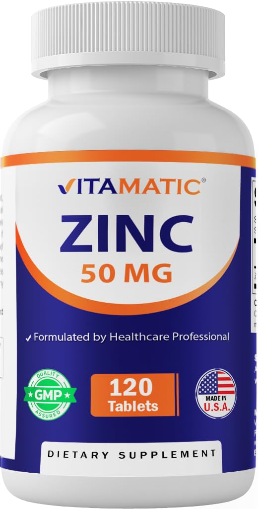 Vitamatic Zink 50mg som Zink Gluconate - Immunity Boosting Supplement 120 tabletter
