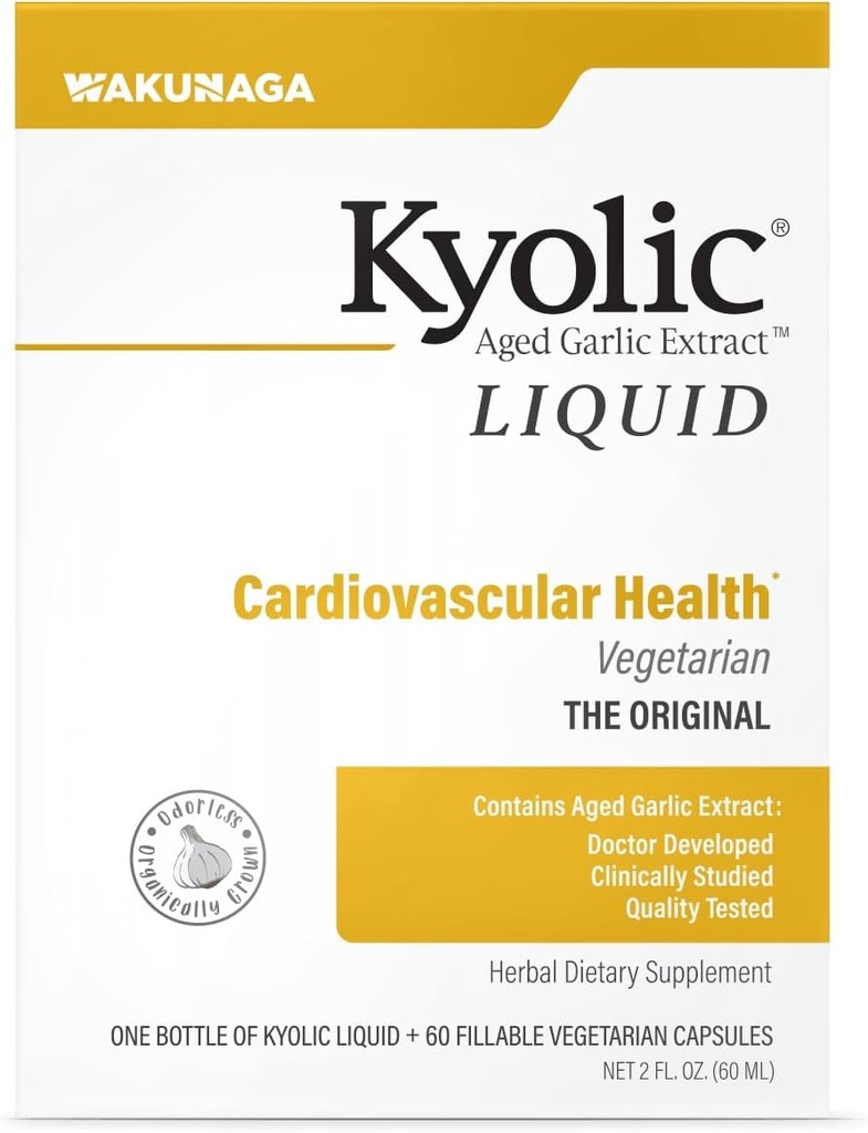 Kyolisk åldrande vitlök extrakt flytande vegetarisk kardiovaskulär, 2 Ounce Bottle Plus 60 kylbara kapslar (Packaging May Vary)
