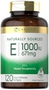 Carlyle Vitamin E med blandade tokoferoler | 1000 IE | 120 Softgels | Naturligtvis källat tillskott | Icke-GMO och Gluten fri formel