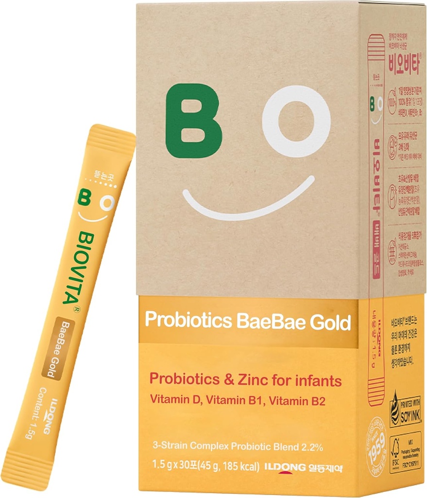 Baby Probiotics Powder (30 Sticks, 30 dagar) - Stöd Hälsosamt Immun & Digestive System, Tillägg för spädbarn och spädbarn. Vitamin B, VitaminD, Zink
