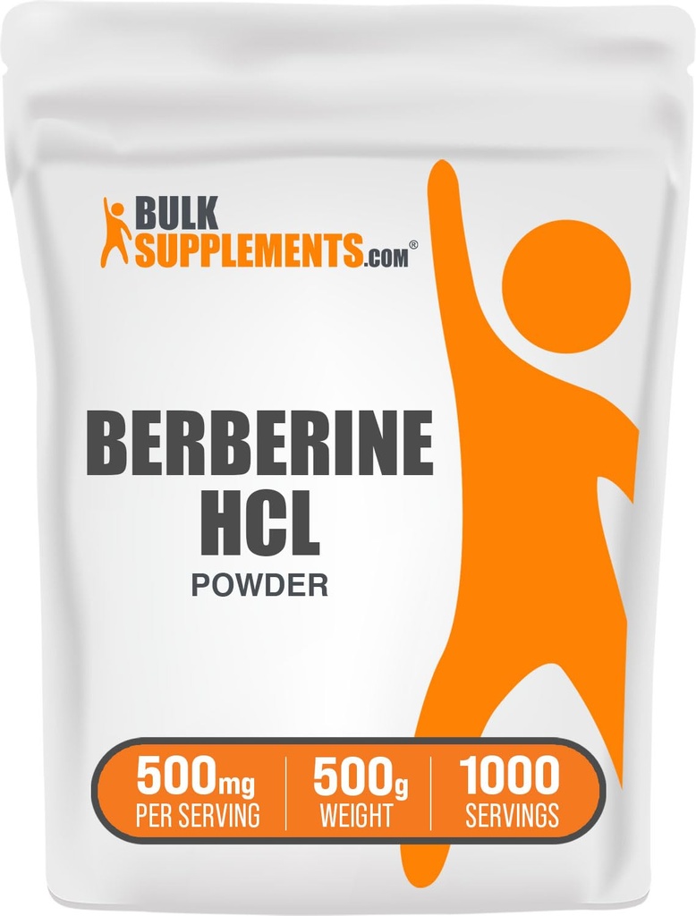 BulkSupplements.com Berberine HCl Powder - Berberine Supplement, Berberine Powder - Gluten Free, 500mg per Servering, 500g (1.1 lbs) (Pack av 1)