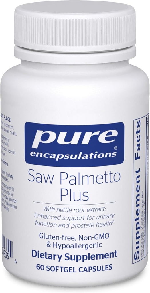 Rena inkapslingar såg Palmetto Plus | med Nettle Root Extract för att stödja urinfunktion | 60 Softgel kapslar