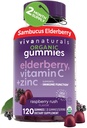 Viva Naturals Organic Sambucus Elderberry Gummies for Adults (120 Count) - 3in1 Black Elderberry Vitamin C och Zink Immune Support Gummies, Chewable Elderberry Supplements, Zink Immunity Gummies