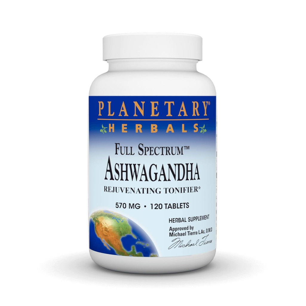 Planetariska växtbaserade Ashwagandha Full Spectrum 570 mg, Rejuvenating Tonifier,120 tabletter