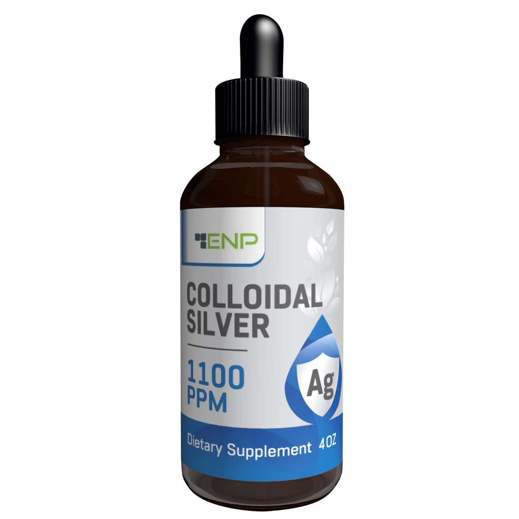 Colloidal Silver Liquid 1100 ppm | Extra Styrka Silver Liquid Supplement | 4 oz Amber Glass flaska med Dropper
