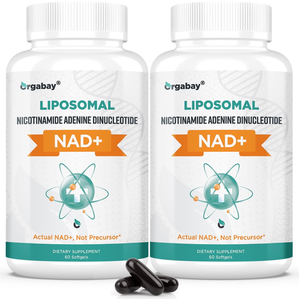 Orgabay Liposomal NAD+ Tillägg 500 mg, hög absorption, öka NAD + med TMG 250 mg, faktiskt NAD Plus mer effektiv än nikotinamid Riboside, stödja cellulär energi, hälsosam åldrande | 120 Softgels