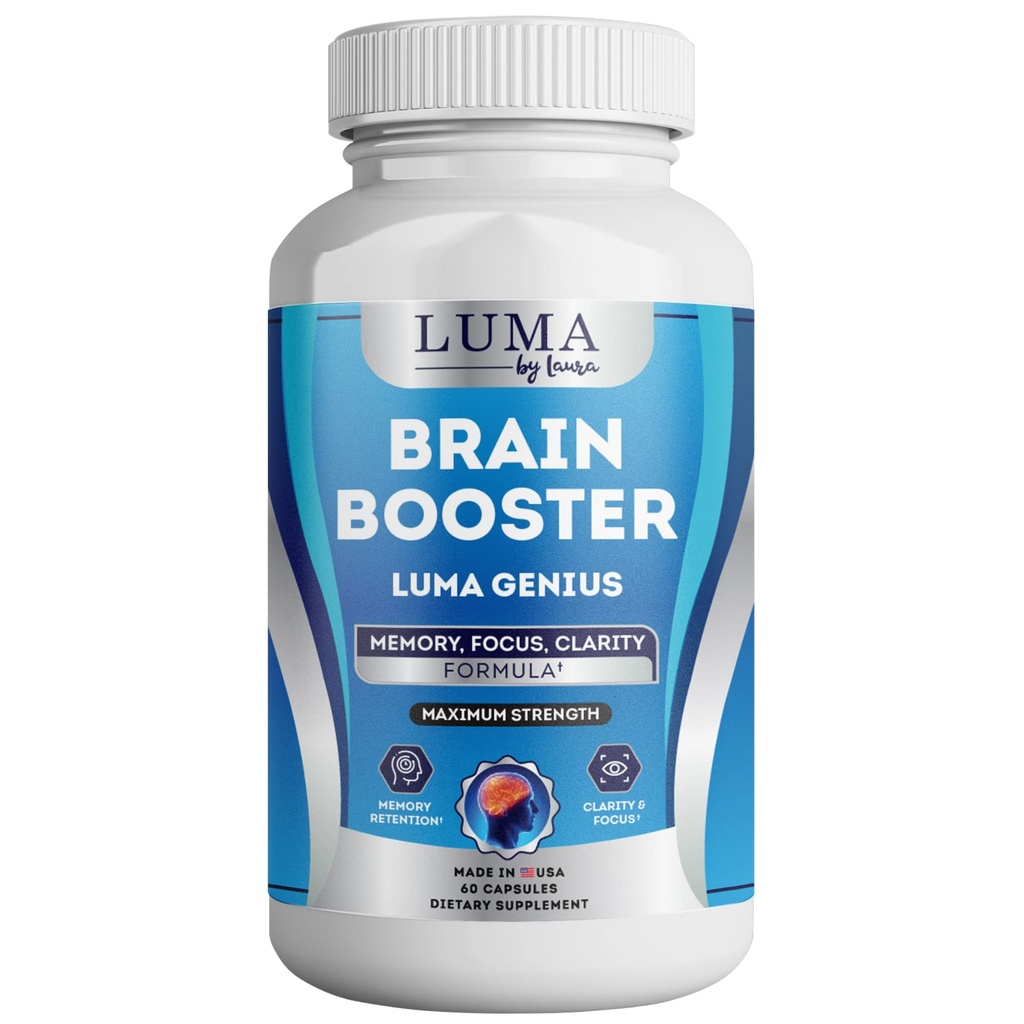 Brain Support Supplement för Clarity, Memory, Mood, Focus, Mental Performance - Naturlig Nootropic för kognitiv funktion - med GABA och Green Tea Extract - 60 kapslar