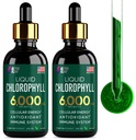 [2 Pack] Chlorophyll Liquid Drops 6000MG – Natural Liquid Chlorophyll Drops for Detox, Energy, Skin – Internal Deodorant – Vegan Chlorophyll Liquid Drops for Kids & Adults – US-made, Non-GMO - 4 Fl Oz