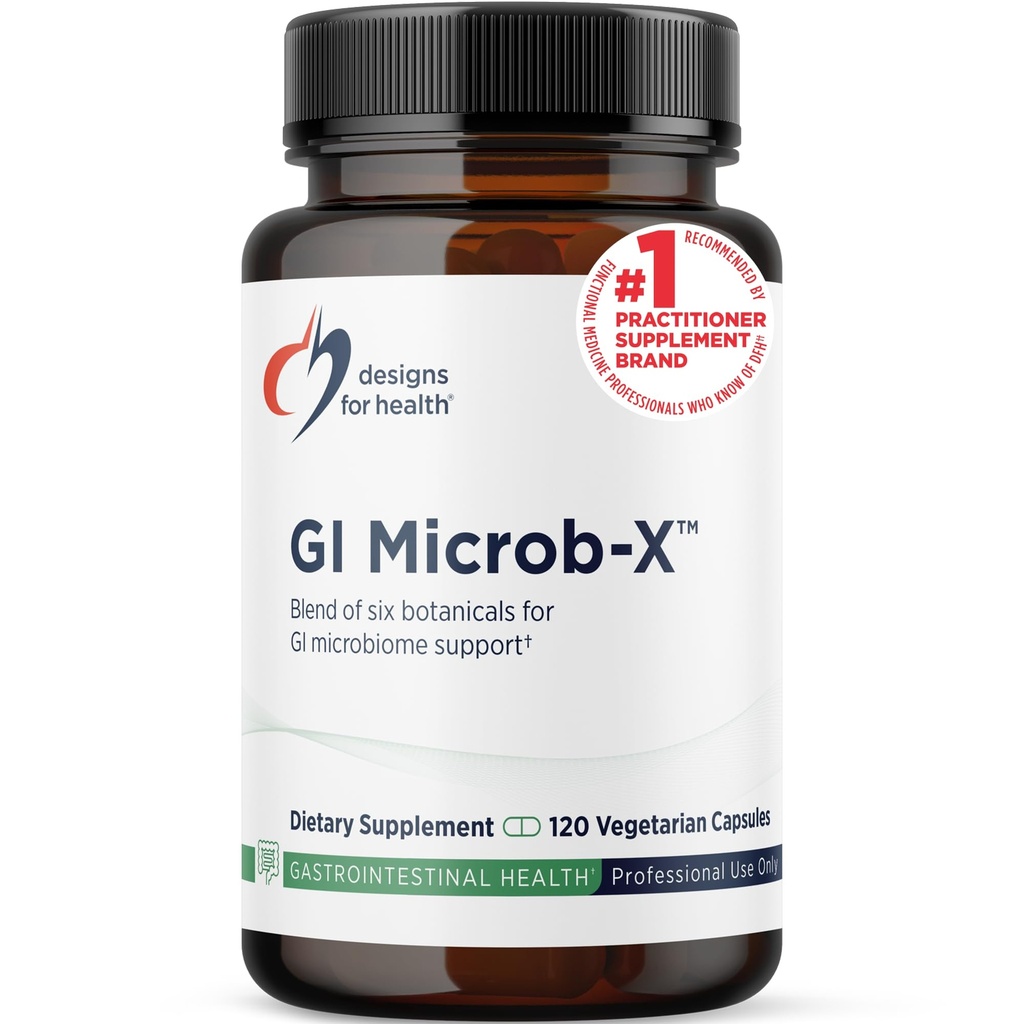 Designs for Health GI Microb-X - Botanical Gut Support, Cleanse + Detox Supplement with Tribulus, Berberine + Barberry Extract - Vegetarian + Non-GMO (120 Capsules)