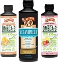 Barleans Vegan Omega 3 Algae Oil Liquid Supplement Bundle, Inkluderar Flaxseed och Algae Oil Blend, Ginger Peach och Rosa Lemonade Flavors, EPA och DHA Fatty Acids