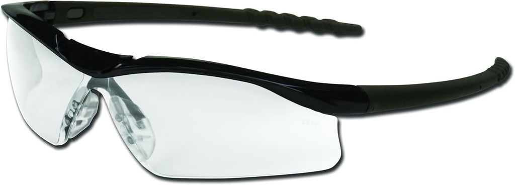 MCR Safety DL110AF Dallas Safety Glasses med polerad svart ram och tydliga anti-foglinser