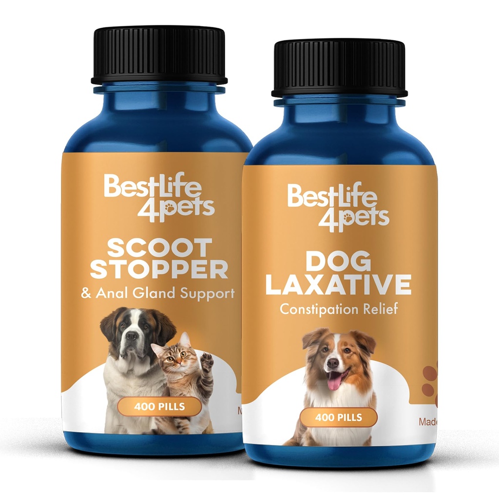Dog Laxative Constipation Relief, Dog Stool Softener Remedy Eases Irregular Bowel Movements, Scooting & Rectal Itching & Canine Gas Relief and Scoot Stopper and Anal Gland Support for Dogs & Cats