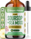 Soursop med Sea Moss Liquid Supplement - Mer koncentrerad än Sea Moss Gel - enkelt Mix med drycker - Soursop Bitters Liquid Drops för Hydration och Immune Support (Lemon Lime, 60mL)