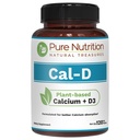 Ren näring Cal D - Växtbaserad kalcium med VIT D3 K2 & Magnesium | 120 flikar | 500 mg Vegan Calcium per servering | Alger Calcium Supplement för benhälsa