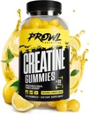 Kreatinmonohydrat Gummies - Kreatin Gummies för Män & Kvinnor - Muskeltillväxt, styrka och återhämtning - Vegan, icke-GMO och glutenfri - Naturlig citron smak - (30 portioner, 120 greve)