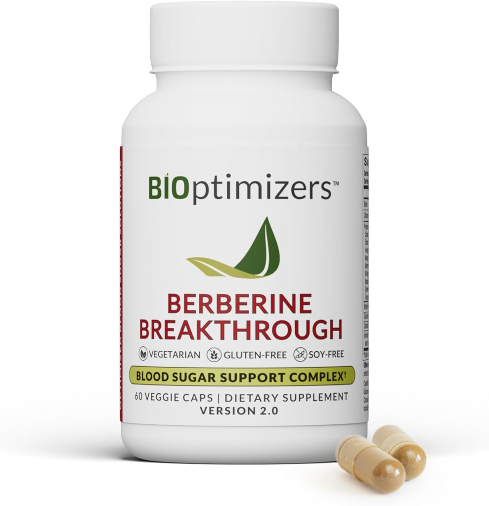 BIOptimizers Berberine Breakthrough 2.0 Supplement, 60 kapslar - Vegetarisk, gluten- och sojafri