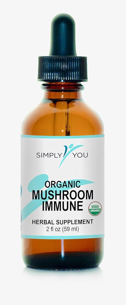 Organic Mushroom Immune Defense Support | Omfattande immunitetssystem Supplement 2fl oz/59ml Drops med maximal absorption och biotillgänglighet | Vegan, Herbal 525mg per servering ● 2 månaders leverans