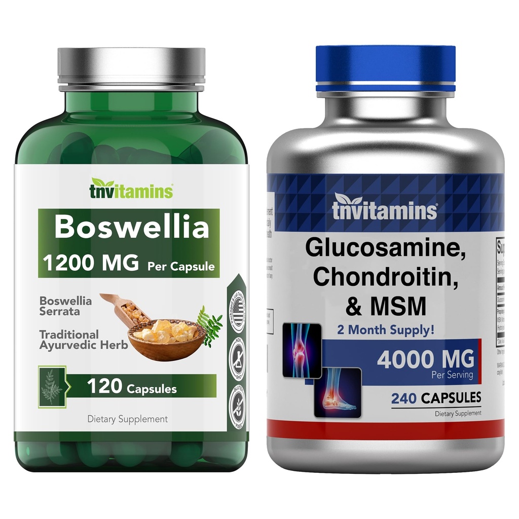Boswellia Serrata 1200mg (120 Capsules) & Glucosamine, Chondroitin, MSM Complex 4000mg (240 Capsules)