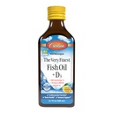 Carlson - The Very Finest Fish Oil + D3, 1600 mg Omega-3s, 50 mcg (2000 IE) Vitamin D3, Liquid Fish Oil och D3 Supplement, Norwegian, Wild Caught, Sustainably Sourced, Lemon, 200 mL (6.7 Fl Oz)
