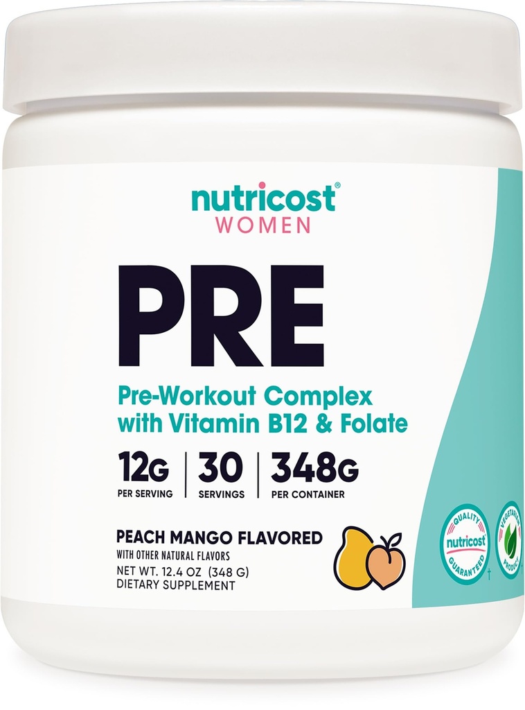Nutricost Pre-Workout pulver för kvinnor, Peach Mango, 30 portioner