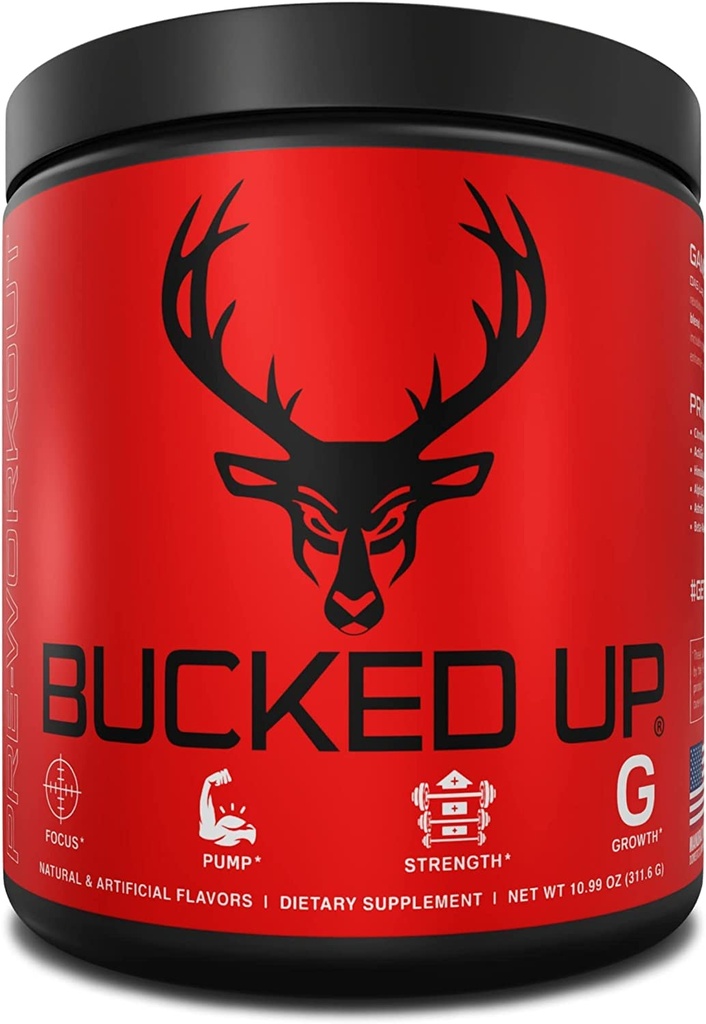 Bucked Up Pre Workout 6 Grams Citrulline, 2 Grams Beta Alanine och 3 andra registrerade varumärkesingredienser (Red Raz)