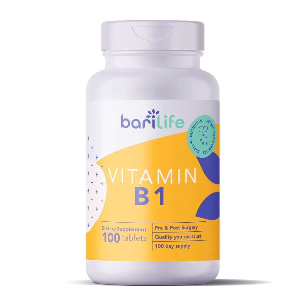 Bari Life Vitamin B1 100 mg tabletter, tiamin, tiamin, kosttillskott (100 tabletter)