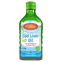 Carlson - Kid's Cod Liver Oil, 550 mg Omega-3s, Plus Vitamins A och D3, Liquid Fish Oil, Wild Caught Norwegian Arctic Cod, Sustainably Sourced Nordic Fish Oil, Green Apple, 250 ml (8,4 Fl Oz)