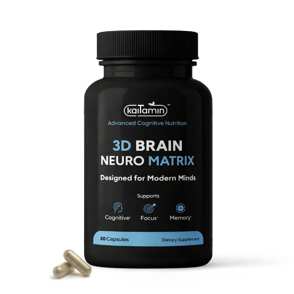 Memory & Focus Nootropic - Brain Neuro Matrix med Ginkgo Biloba & Huperzine A - Vegan, naturlig, koffeinfri - Stöder Clarity & Mood för studenter, seniorer och proffs - 90 Caps 3-månaders leverans