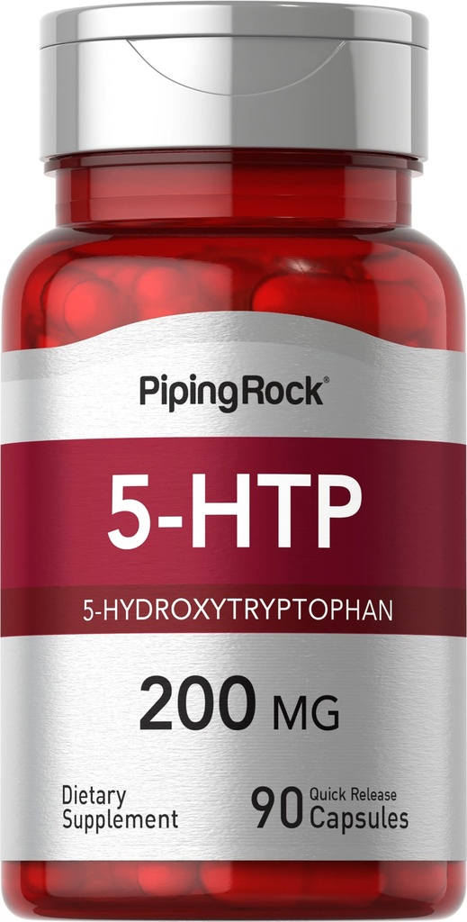 Piping Rock 5-HTP Supplement | 200mg | 90 kapslar | 5-Hydroxytryptophan | Griffonia Simplicifolia Extract | Non-GMO, Gluten Free