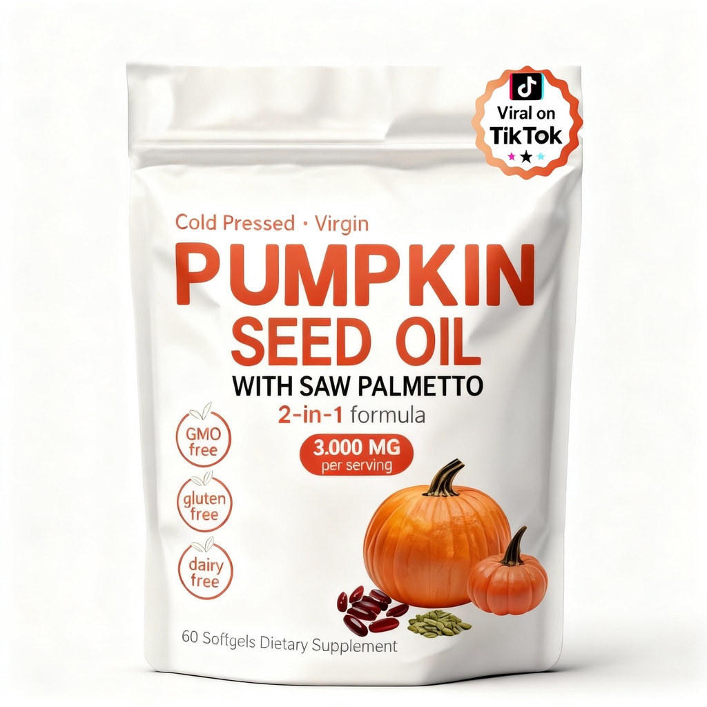 Pumpkin Seed Oil Capsules | Pumpkin Seed Oil Softgels - Cold Pressed | Portable - - Gluten Free | Non-GMO - 1 Bag / 60 Softgels