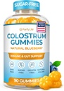Sugar-Free Colostrum Gummies (1500mg) Bovine Colostrum för människor, Grass-Fed Supplement för Gut Health, Leaky Gut Repair, Immune Support, Hudhälsa - 35% IgG Per Servering