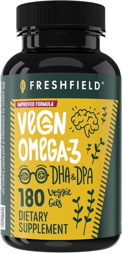 Vegan Omega 3 DHA: Algae Oil, Most Reviewed, Carrageenan Free, Sustainable, Tested, No Heavy Metals, Fish Oil Alt, Plant Based Omega. Stöder hjärta, hjärna, gemensam hälsa w / DPA