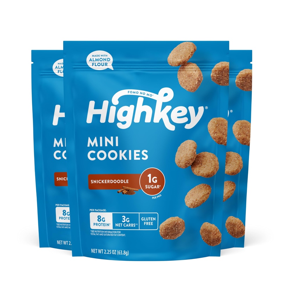 HighKey Low Carb Snickerdoodle Cookie - Keto Snacks Diabetic Desserts Diet Friendly Food Gluten Free Zero Carbs Treat Cinnamon Sweets Healthy Snack Foods Almond Flour Sugar Free Cookies 3Pack