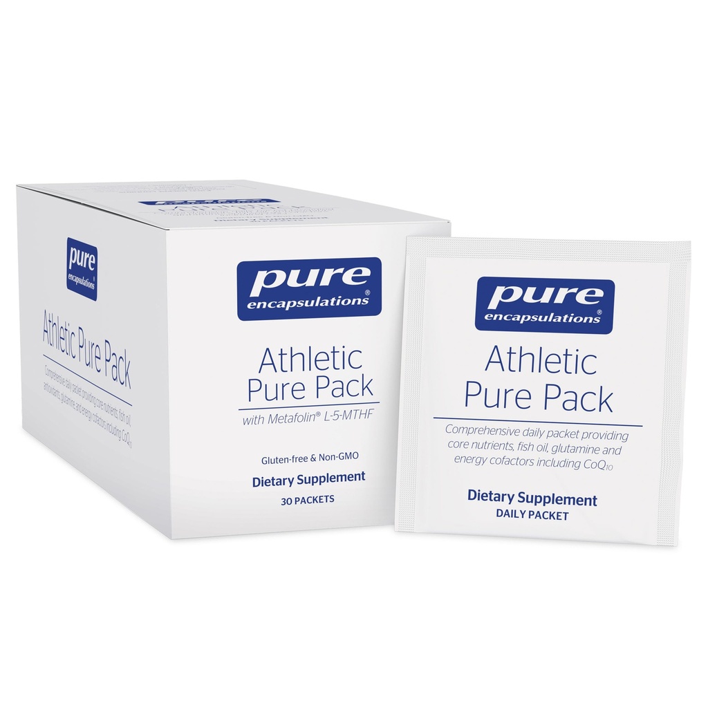 Rena inkapslingar Athletic Pure Pack | Omfattande dagliga paket som ger kärnnäringsämnen, fiskolja, antioxidanter, glutamin och energikofaktorer inklusive Q10 och Kre-Alkalyn | 30 paket