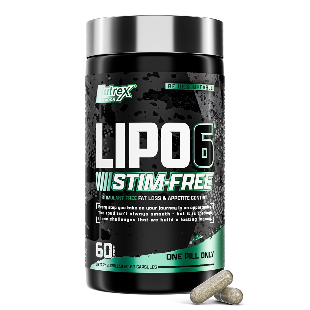 Nutrex Research LIPO SIX Stim-Free Metabolism & Appetite Support Supplement – Reduce Hunger | Non-Stimulant Weight Management Supplement for Women and Men – 60 Servings